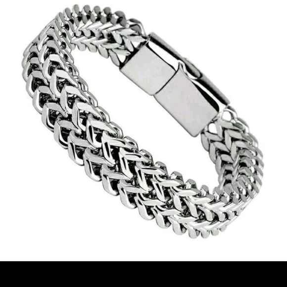 Other - Stainless Steel Magnetic Bayonet Clasp Franco Chain Bracelet For Men 7.5"